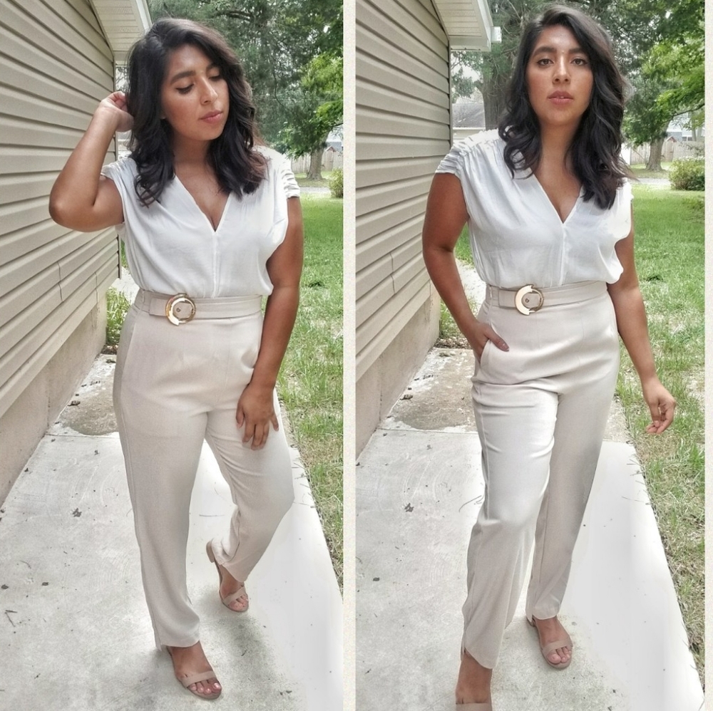 Sweeter than Ever Belt Cream HIGH WAISTED PANTS